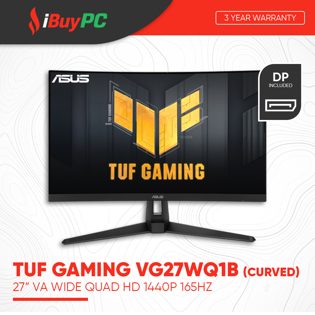 ASUS TUF Gaming VG27WQ1B 27″ VA WQHD 1440P 165Hz 1ms Curved Gaming Monitor Image