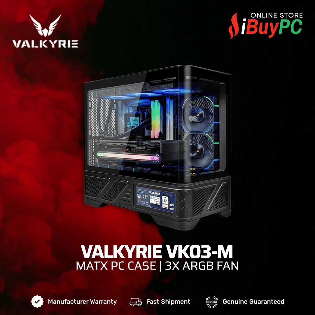 VALKYRIE VK03-M LCD mATX Case – Black – IBUYPC