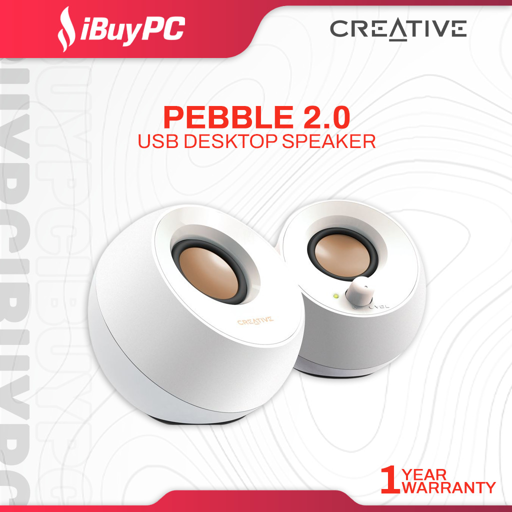 CREATIVE Pebble Modern 2.0 USB Desktop Speakers – White Image